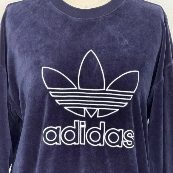Adidas Navy Velvet Crewneck - Picture 3 of 13
